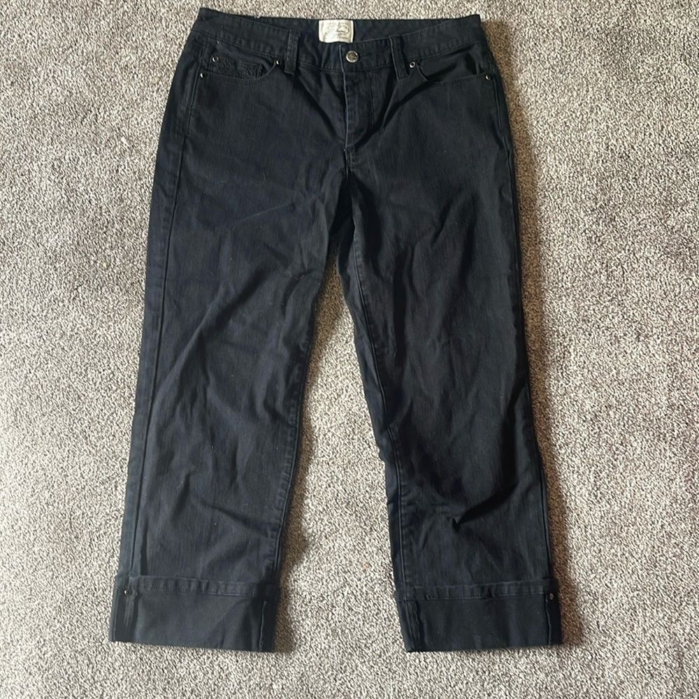 White House Black Market Blanc Women's Denim Folded Hem Jeans Trouser Size 8